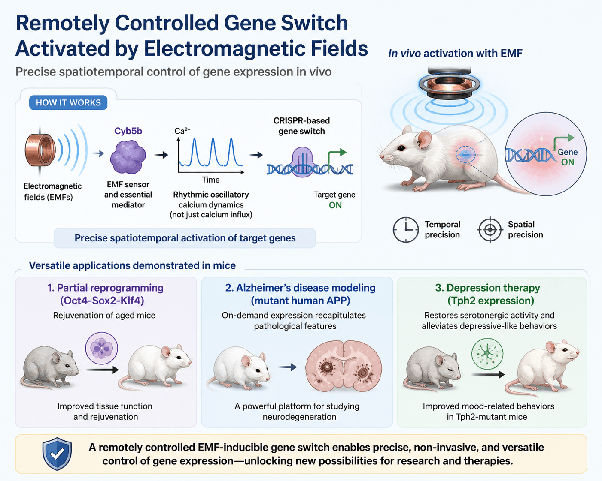 Electromagnetic field gene switch research figure